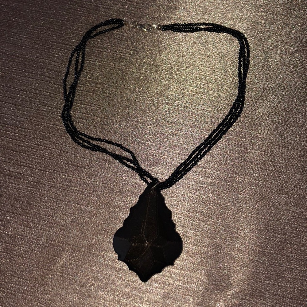 Black beaded choker necklace